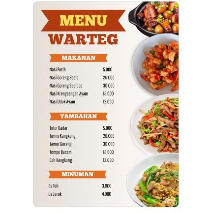 

daftar menu warung dan cafe gratis ongkir ukuran a3
