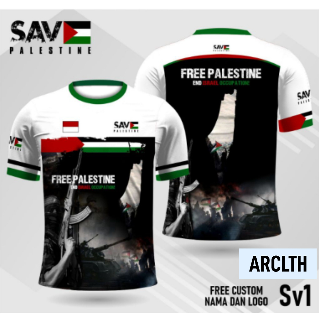 palestine jersey save palestine lengan pendek