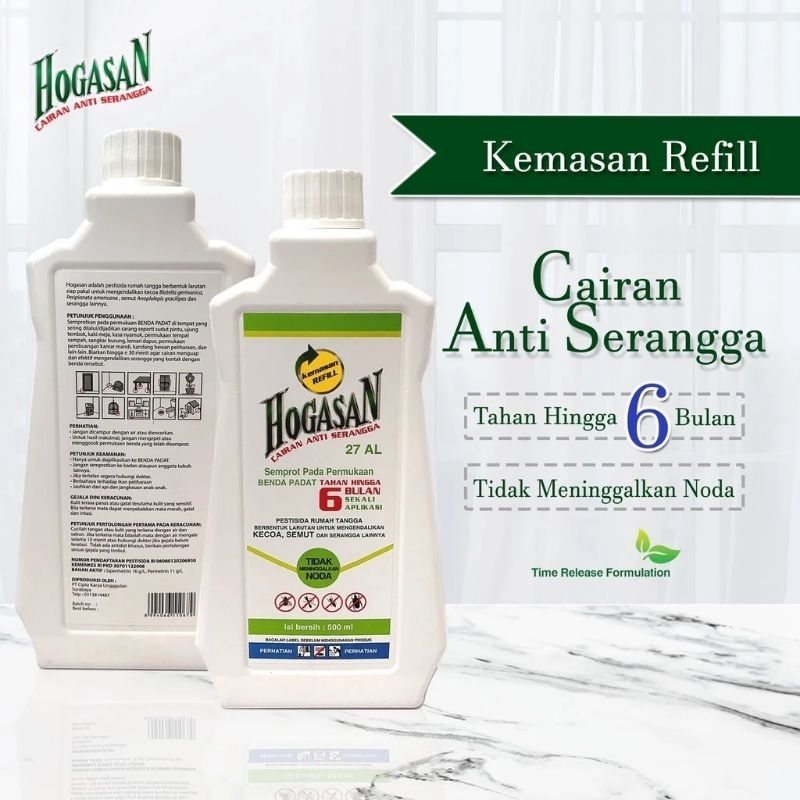 Hogasan Kemasan REFILL 500ml - Cairan anti serangga/tungau/kutu/rayap