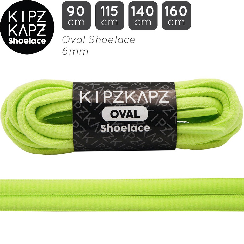 TERMURAH KIPZKAPZ TALI SEPATU LONJONG  OVAL SHOELACE 6MM  OS4 NEON LIME  9CM 115CM 14CM 16CM