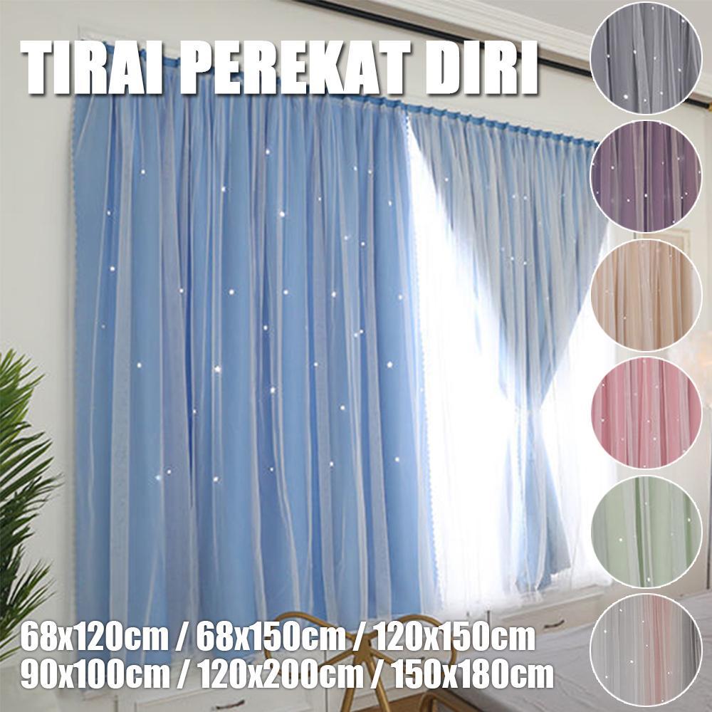 Tirai Gorden Tirai Self adhesive Jendela pendek Tirai Hordeng Tanpa Paku gorden jendela aesthetic  g