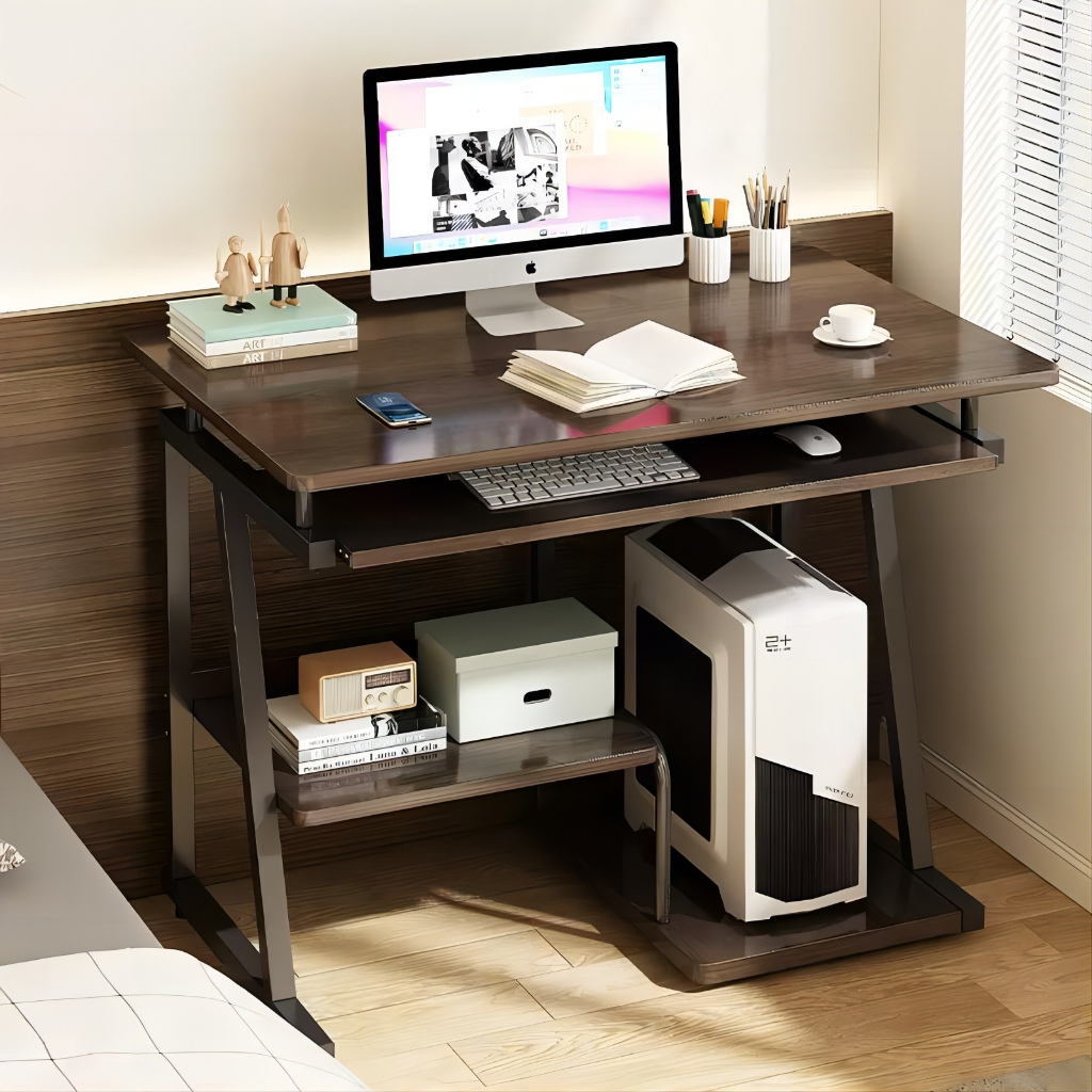 KUCA Meja Komputer Meja Desktop Rumah Meja Tulis Sederhana Meja Kerja Meja Belajar Multifungsi Meja Laptop [ Garansi lima tahun ]-cokelat