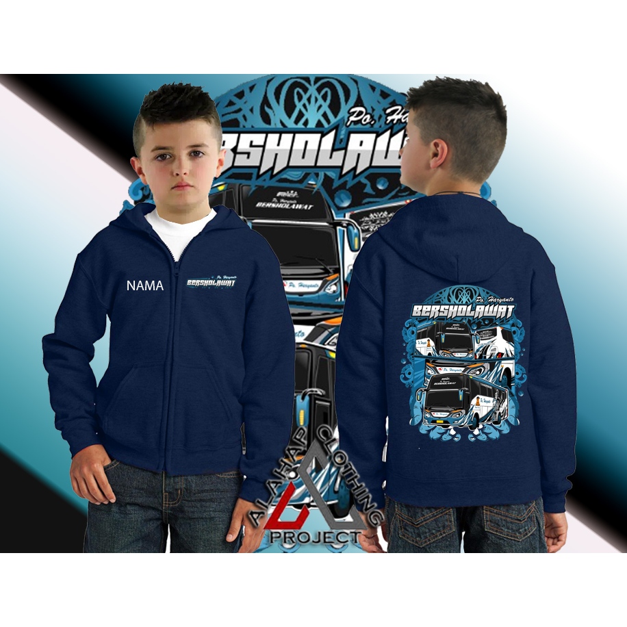 BISA COD JAKET ZIPPER ANAK SWEATER KIDS BUS Bersholawat PO Haryanto HOODIE ZIPPER ANAK Bis Mania Jet