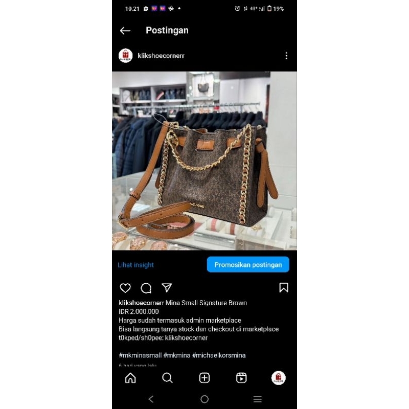 michael kors mk mina small sign brown