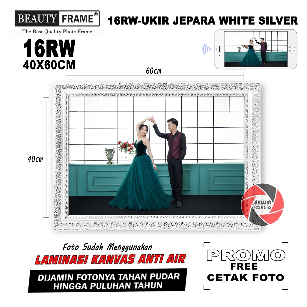 BEAUTY FRAME 16RW 40X60 BINGKAI GRATIS CETAK FOTO LAMINASI KANVAS ANTI AIR | MODEL SF 4CM