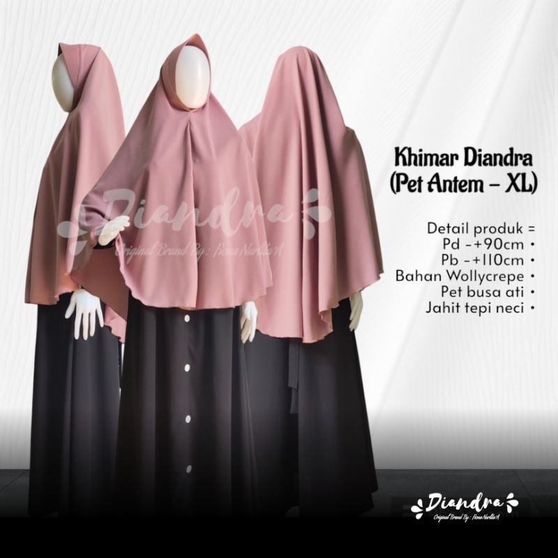 Khimar Wollycrepe Jilbab Wollycrepe XL Pet Merk Diandra Hijab