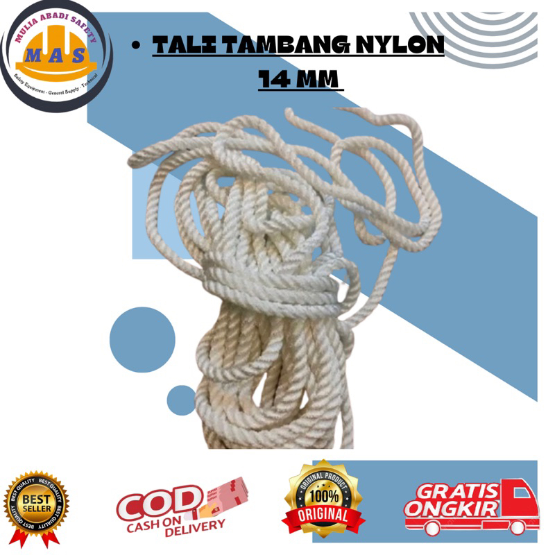 TALI SAFETY TAMBANG NYLON 14MM Eceran/ Tambang Serat Nylon / Tali Pengikat