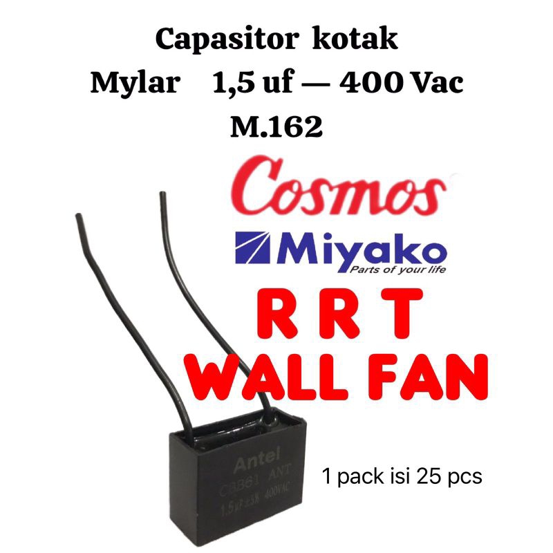 Kapasitor Capasitor Kipas Angin Fan 1,5uf 400V