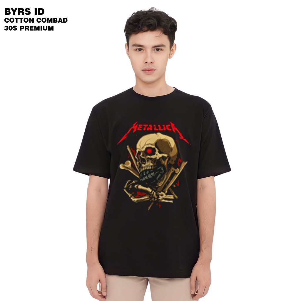 BYRS_ID - KAOS BAND DISTRO METALICA UNISEX HITAM PUTIH