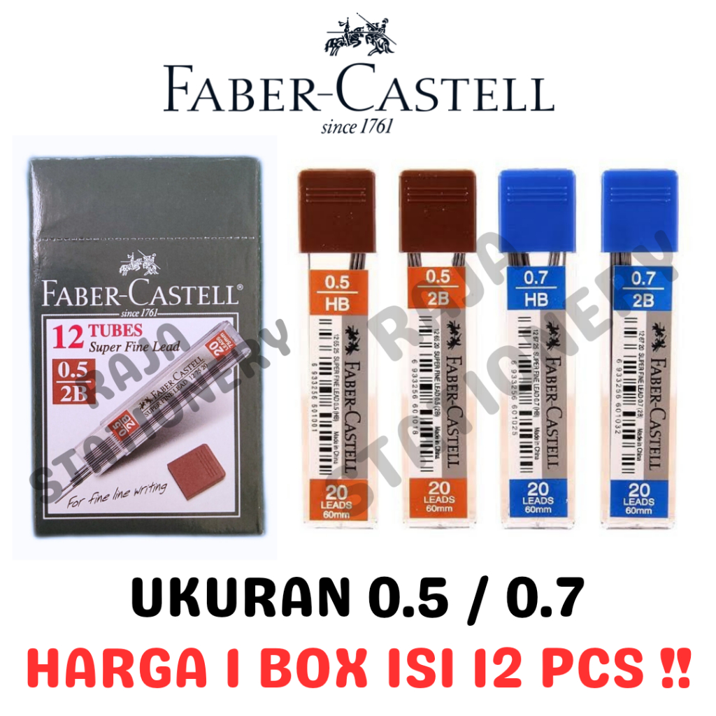 

FABER CASTELL LEAD 2B 0.5 0.7 SUPERFINE SUPER FINE ISI PENSIL MEKANIK 0.5mm 0.7mm FABER [12PCS]