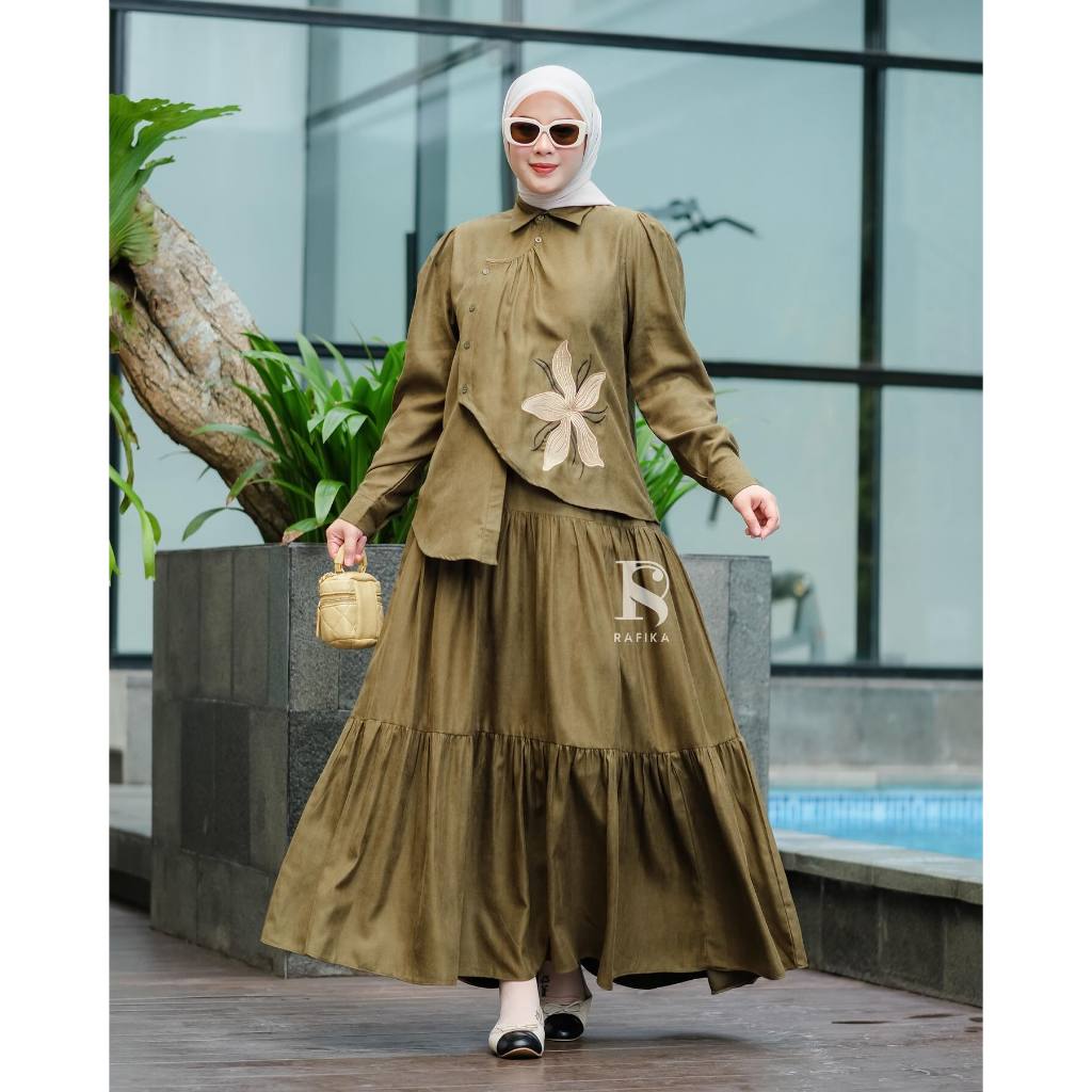 Gamis Syahira Set Premium Soft Codoray Import Tekstur Bahan Sangat Lembut, Ringan dan Adem