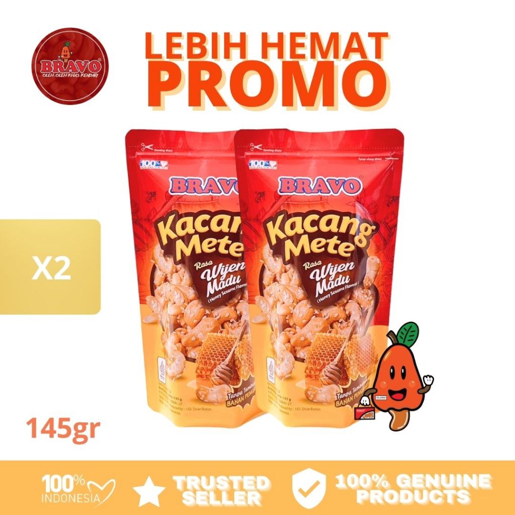

Kacang Mete/Mente/Mede Wijen Madu Bravo 145gr (2bks) MURAHMERIAH