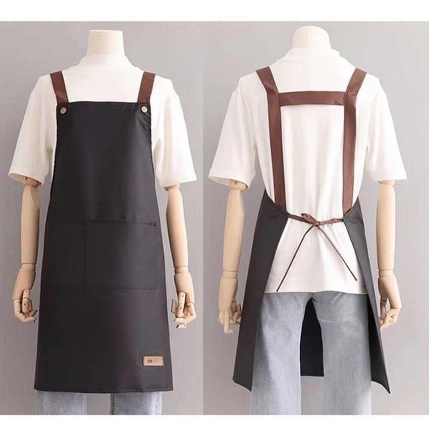 APRON WATERPROOF CELEMEK MASAK DEWASA APRON MOTIF HELLO HITAM / KITCHEN APRON / APRON BARISTA KOPI C