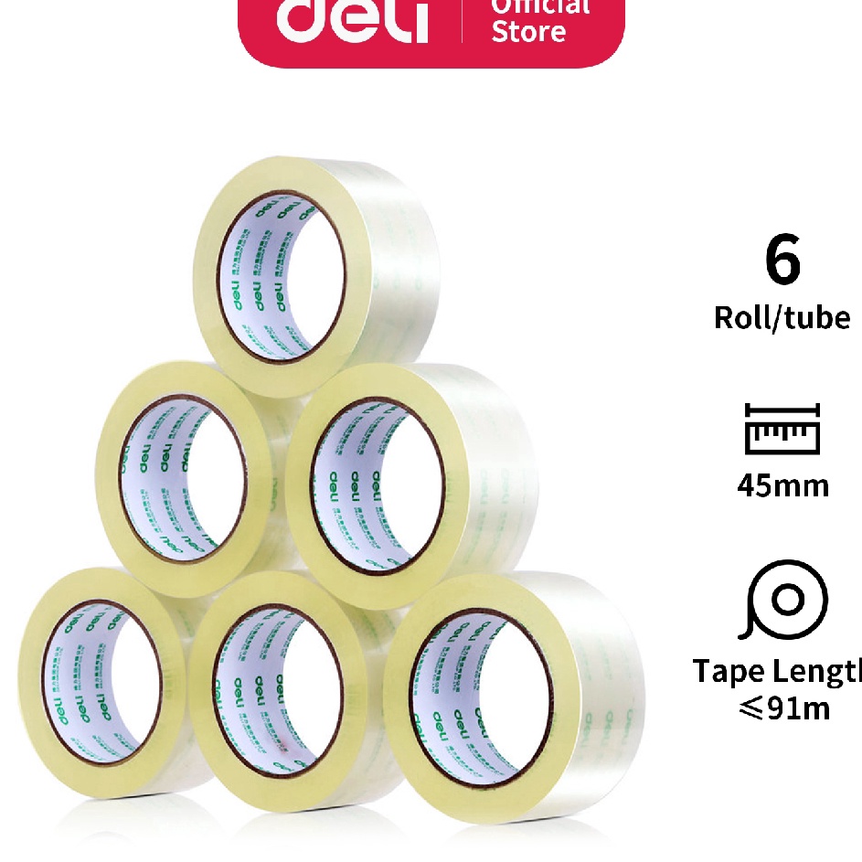 

Deli Lakban bening 45mm x 61y 612pcsroll tanpa pewangi 391 392 3133 sba