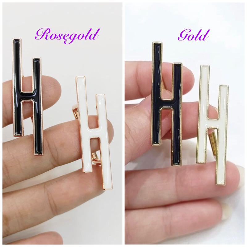 Ring bros cincin brooch hijab jilbab scarf syal chain huruf H