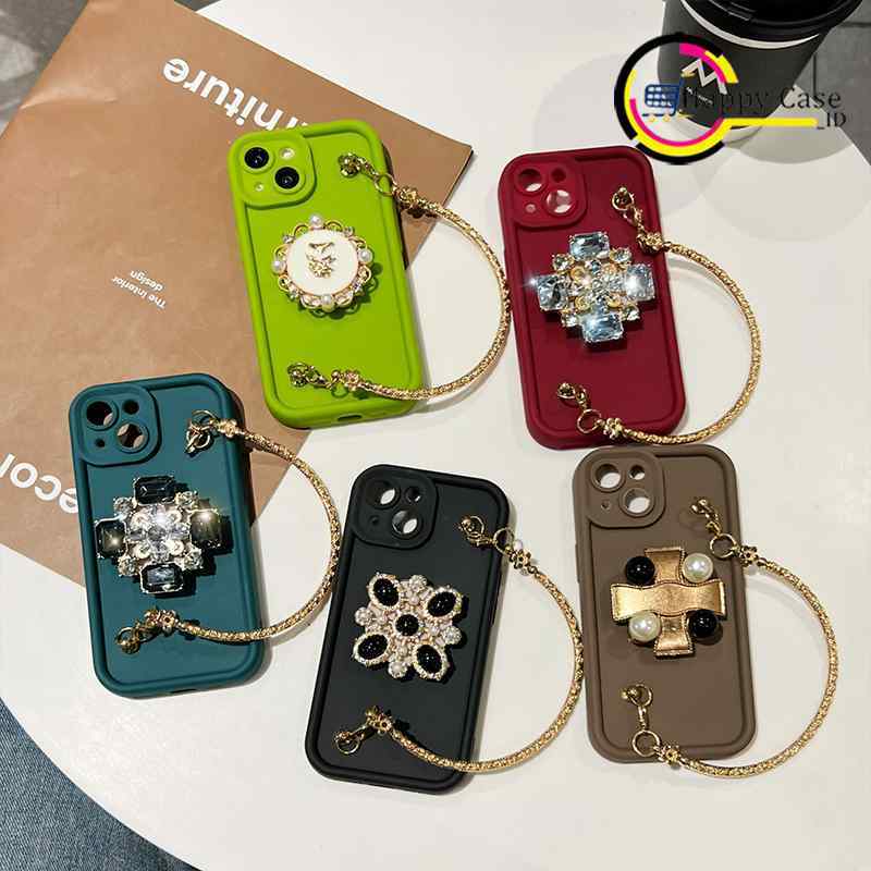 GC81 SOFTCASE SILIKON MODEL TAS POPSOCKET GOLD UNTUK IPHONE 13 14 15 PRO MAX DIAMOND 3D  HC6822