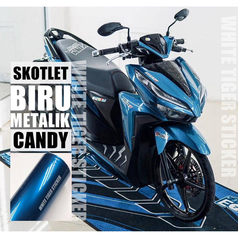 SKOTLET STIKER MOTOR BIRU METALIK CANDY SCOTLITE MOTOR BIRU METALIK CANDY SKOTLET BIRU CANDY SKOTLET