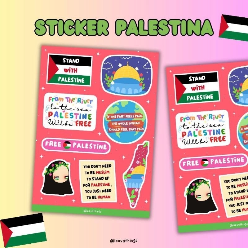 

Sticker Palestina/ Free Palestine Sticker / Journaling Sticker/ Planner Sticker / Muslimah Sticker - Donasi Keluarga Gaza