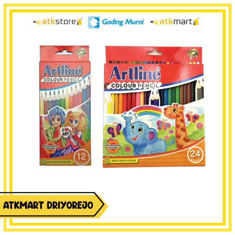 

PENSIL WARNA ARTLINE 12 24 WARNA LENGKAP PENCIL COLOUR PANJANG ISI 1 SET
