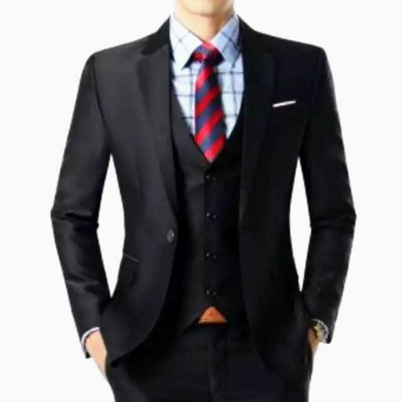 SETELAN JAS FORMAL PRIA WARNA HITAM