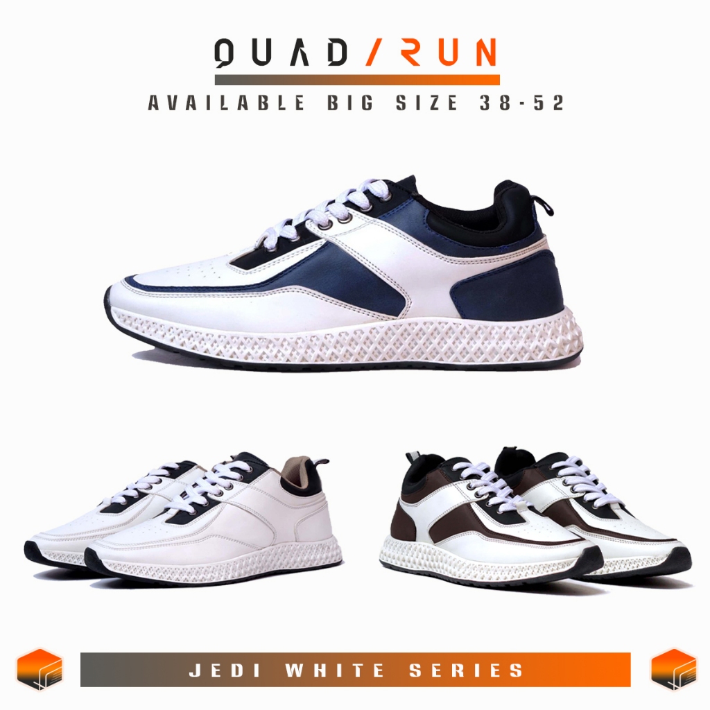 Quadrun Jedi Sepatu Running Pria Jumbo Ukuran 45 46 47 48 49 50 Sport Shoes Lentur Breathable
