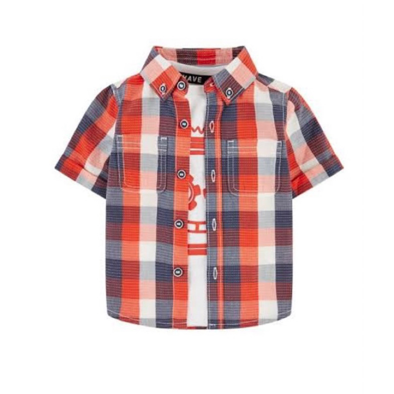 Mothercare Sale Robot Checked Shirt Set Kemeja 12-18m