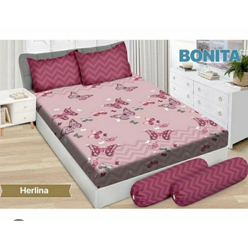 Bed cover bonita 1 set sprei karet no 2 uk 160x200 herlina
