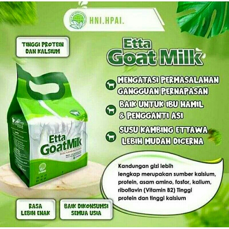 

ETTA GOAT MILK HNI HPAI SUSU KAMBING MANJUR TERLARIS