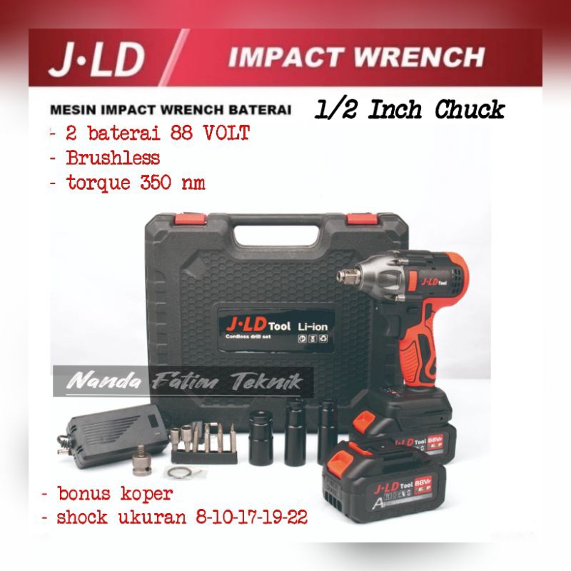 PEMBUKA BAUT Impact Wrench Bor Cordless type 88Vf BATERAI 2 dan 1 merk JLD/SUNC