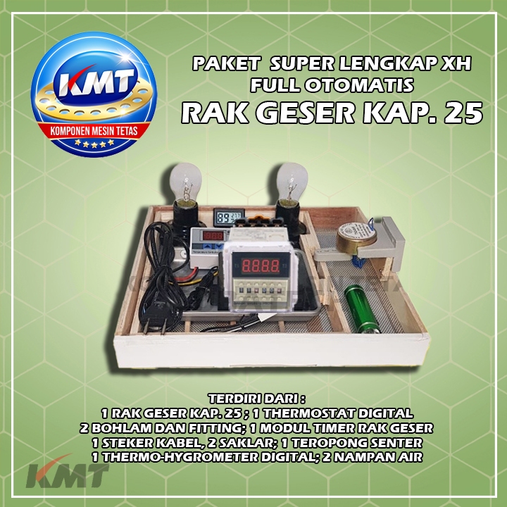 Paket Super Lengkap Thermostat Digital XH Rak Geser Kapasitas. 25 Telur untuk Mesin Tetas Telur Ayam