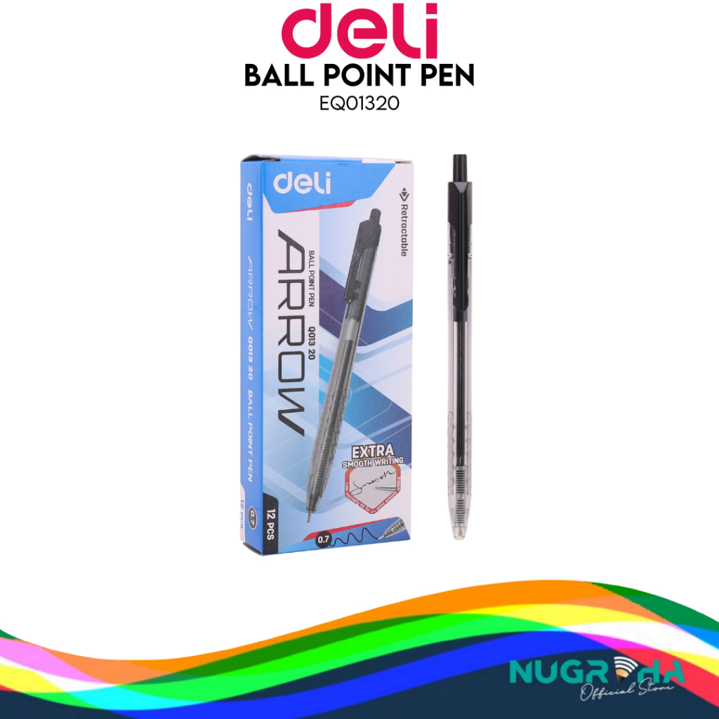 

Deli EQ01320 Pena Pen Pulpen Retractable Ballpoint Tinta Hitam 0.7 mm