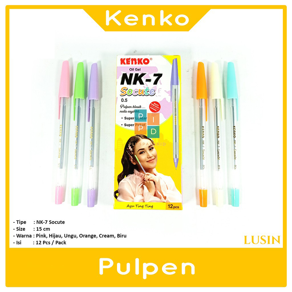 

KENKO - Pulpen - Pen Ballpoint NK-7 SOCUTE Pen Oil Gel Hitam - Pcs
