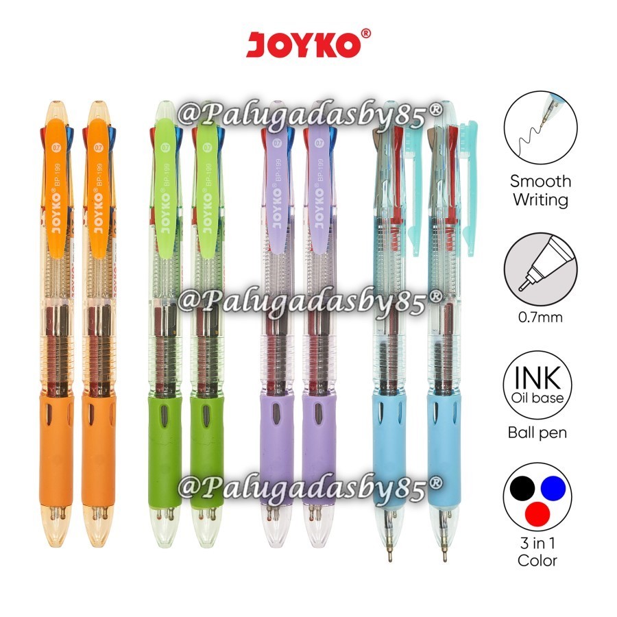 

(1 Biji) GROSIR Bolpen Joyko BP-199 Trico 0.7 mm 3 Warna / Ball Pen Pulpen Pena Joyko BP-199 Trico 0.7 mm 3 Warna Colors / Bolpoin Joyko BP199 / Ball Pen Joyko BP 199