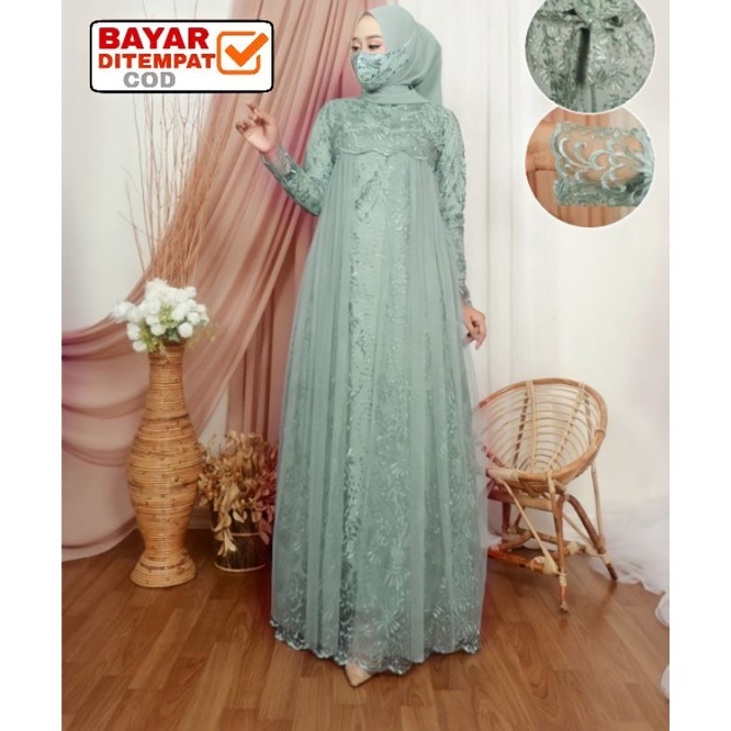 READY JUMBO XXL LD 120 Gamis Aulia Tutu / Kebaya Modern / Gamis Pesta / Kebaya Gamis Modern / Gamis 