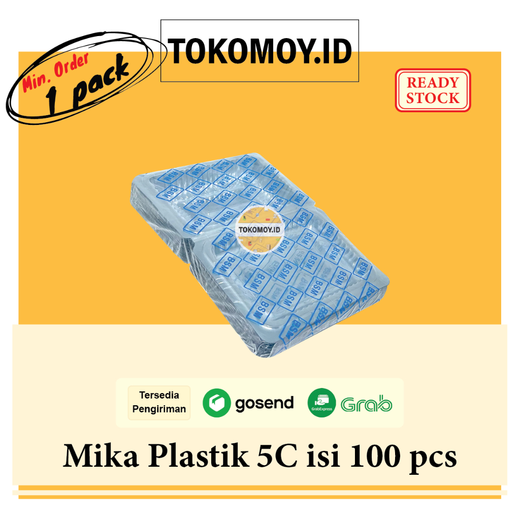 (Isi 100pcs) Mika Plastik 5C isi 100 pcs / Foodpack / Kotak Kemasan / Snack Kue Basah Kering Jajanan