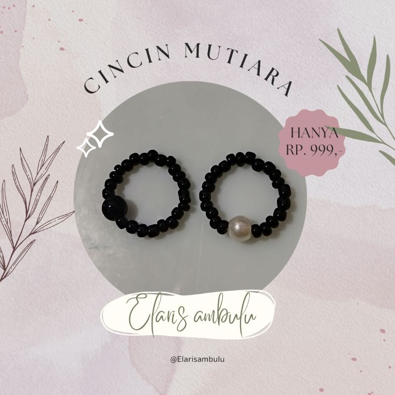 Cincin Manik Ring Hitam Mutiara