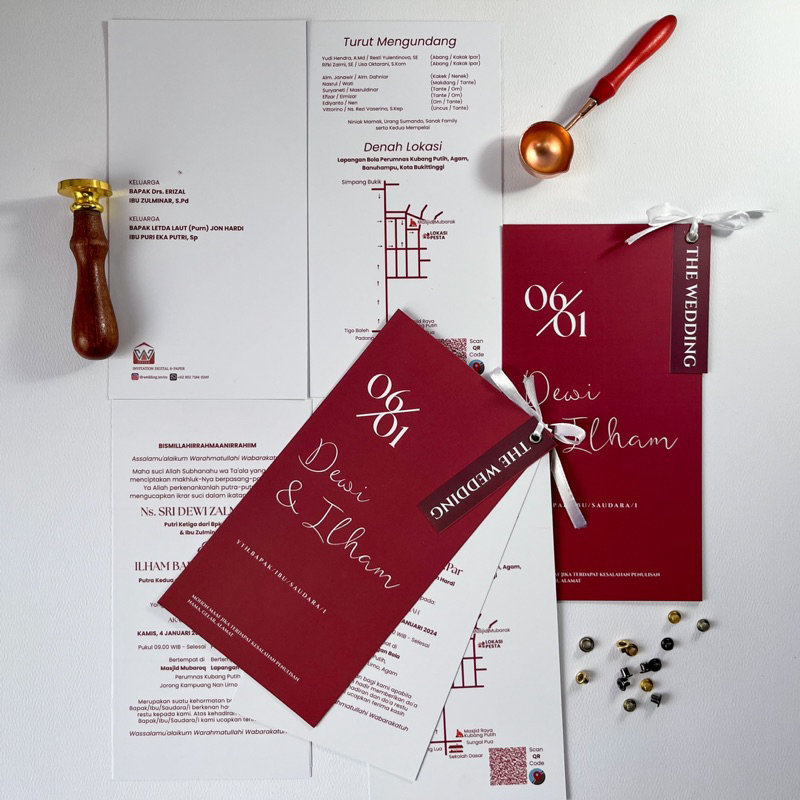 [Hangtag Vintage Pita Premium] Cetak Undangan Pernikahan PREMIUM 2 Sisi Pernikahan Separasi Custom K