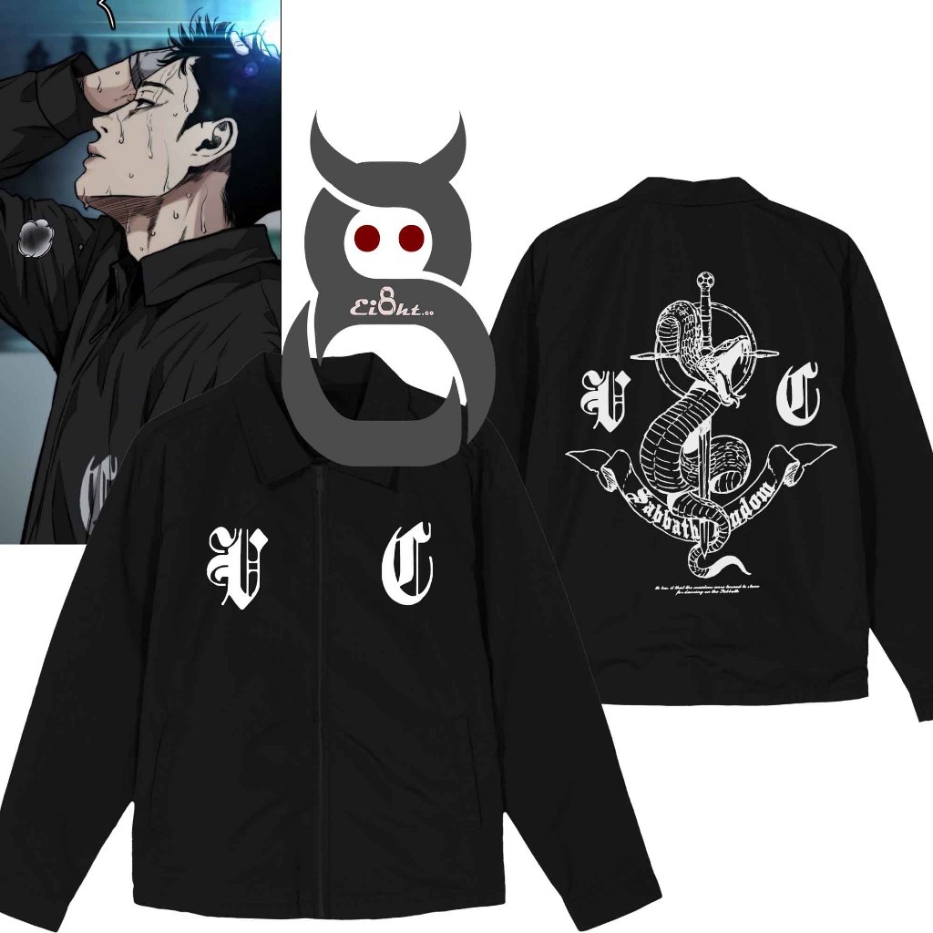 Jaket Coach Sleting Hyuk Kwon White Wind Breaker Sabbath Manhwa