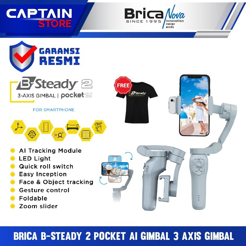 Brica B-Steady 2 Pocket AI Gimbal 3 Axis Gimbal - B-Steady 2 Pocket AI