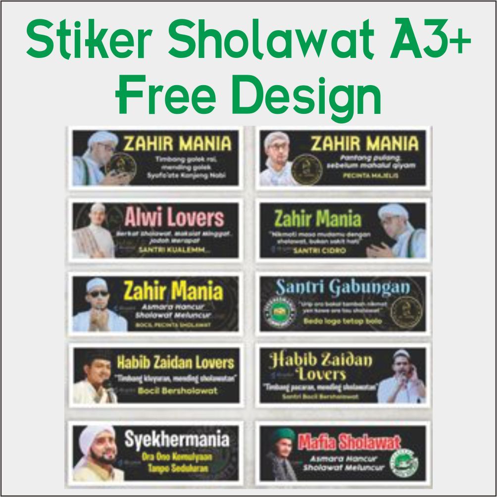 

Stiker Majelis Syekhermania, Zahirmania, Mafia Sholawat, Habib Zaidan Lover Free design