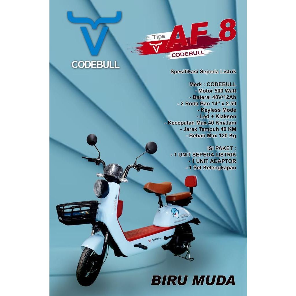 [READY STOK] Sepedah Listrik CODEBULL type AF8 E-Bike Sepedah Motor Listrik Dewasa