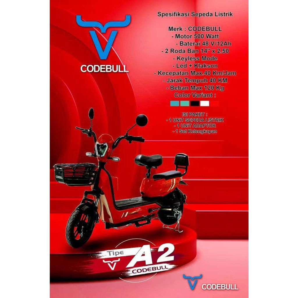[READY STOK] Sepedah Listrik CODEBULL type A2 E-Bike Sepedah Motor Listrik Dewasa