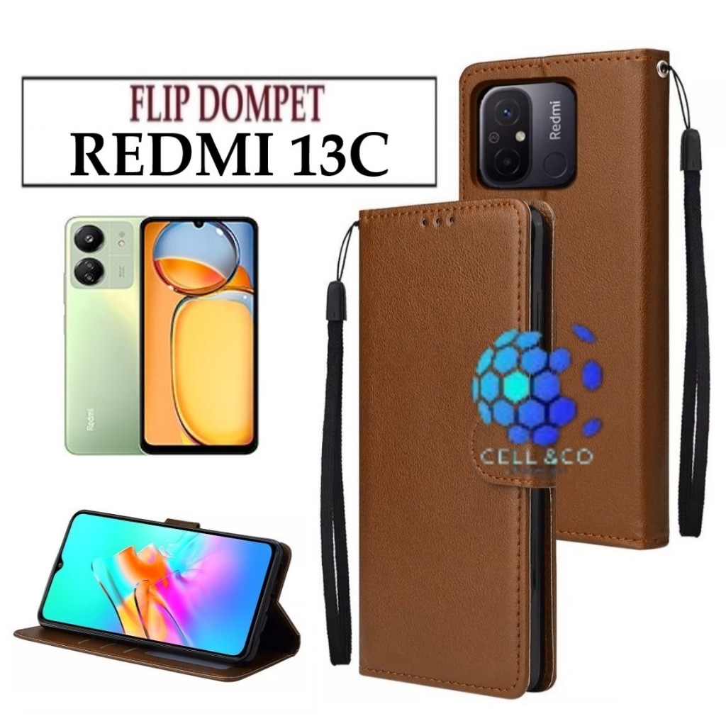 FLIP COVER XIAOMI REDMI 13C FLIP LEATHER WALLET PREMIUM FLIP CASE BUKA TUTUP KESING HP CASING FLIP C
