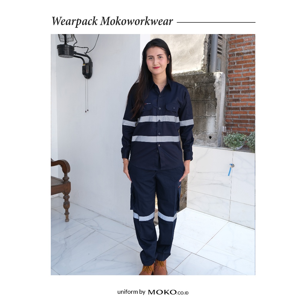 MokoworkWear - Celana Safety Navy - Baju Safety - Baju Kerja Tambang - Seragam Premium - Baju Proyek