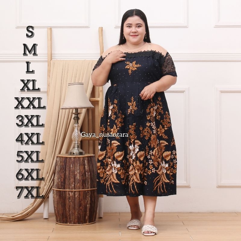 dress pesta jovana big size - dress jumbo ld 125 130 140