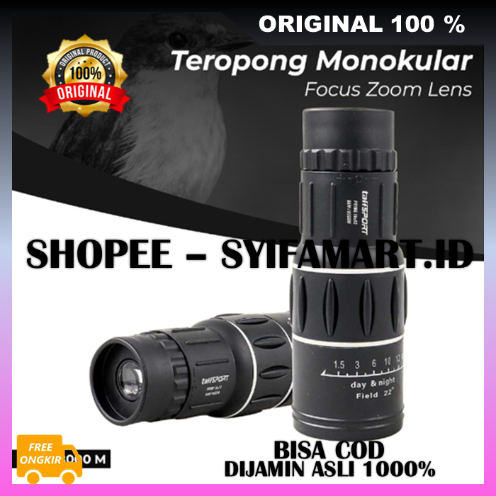 Teropong Monokular Bushnell 16x52 HD Teropong Outdoor Jarak Jauh Siang Malam 100% ORIGINAL