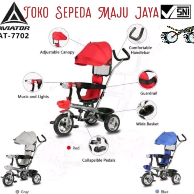 Sepeda anak roda Tiga 3 baby stroller Tricycle Rotor BMX Aviator AT-7702