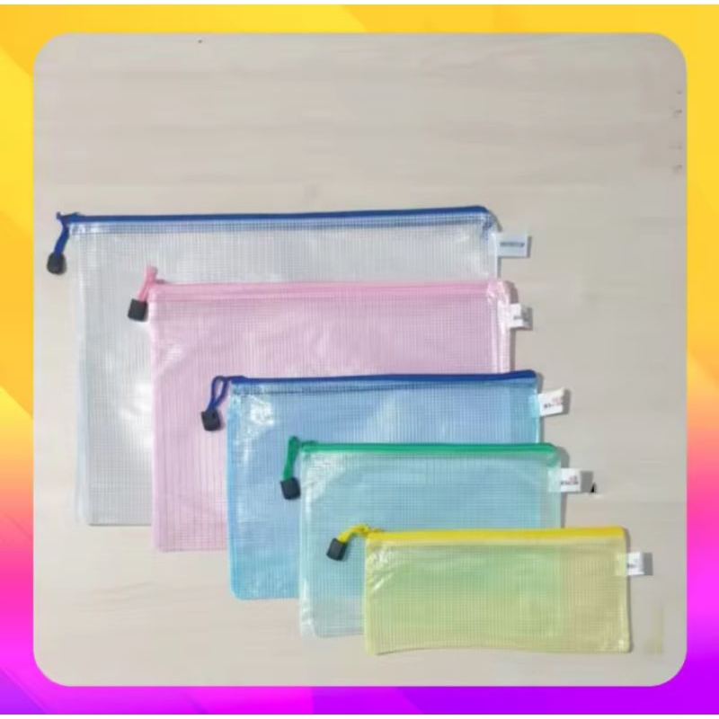 

rk 4 pcs map zipper resleting transparan ukurn 24cmx33cm