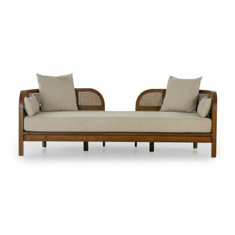 Bangku sofa/sofa bed minimalis kombinasi rotan kayu jati solid