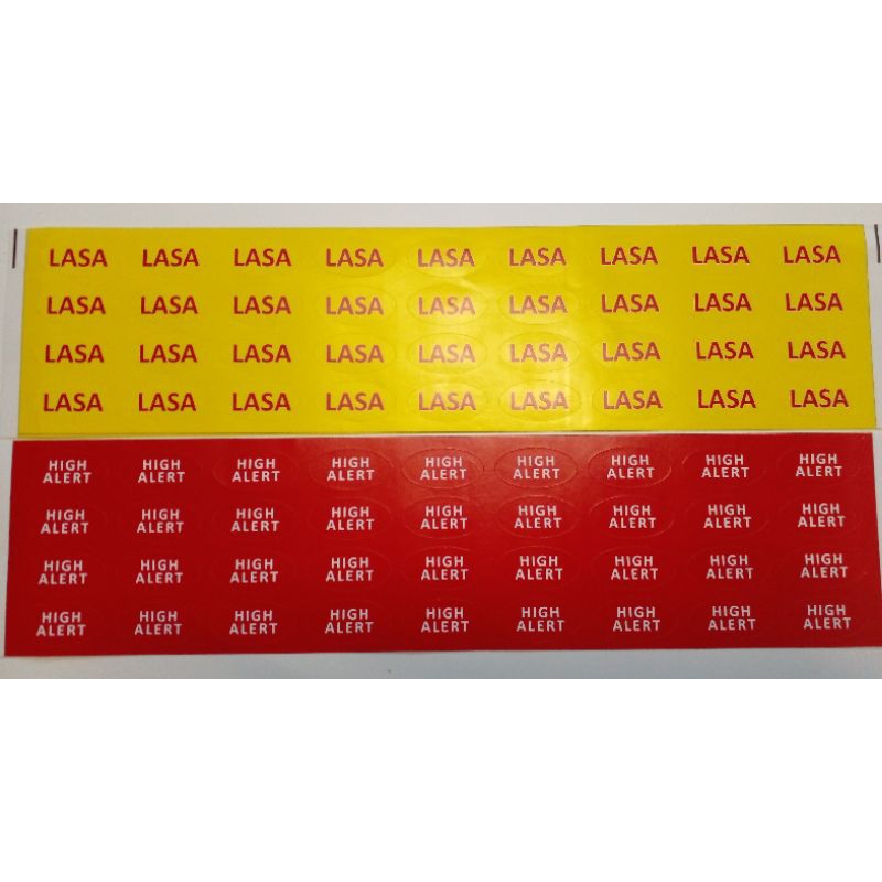 

stiker label lasa & high alert 1,5 x 3 cm